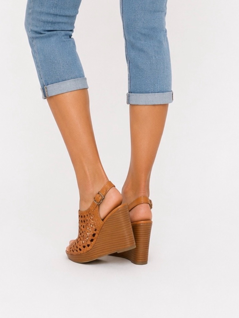 ECCO Brown Woven Wedge Sandals Size 10.5
